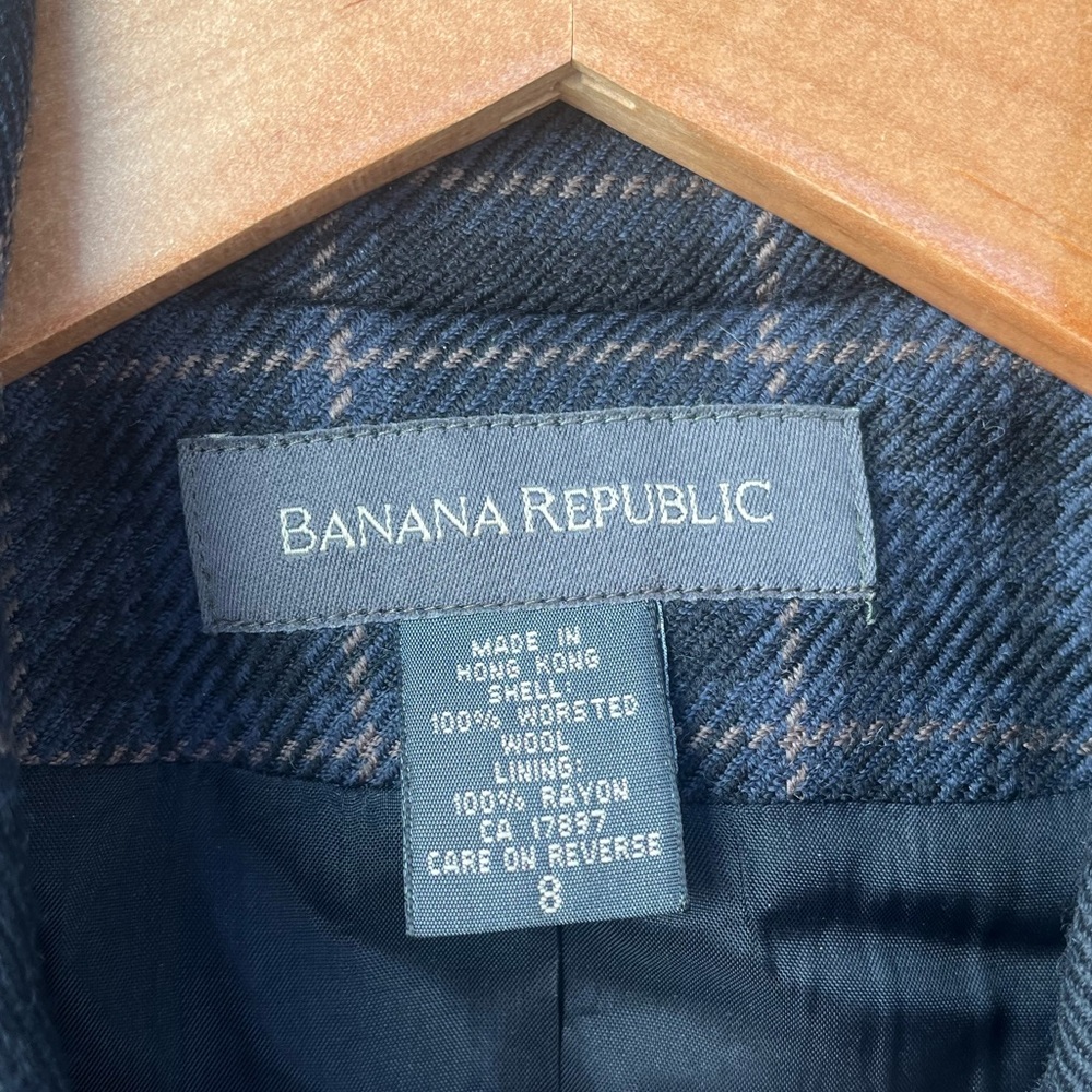 BANANA REPUBLIC | Worsted Wool Plaid Belted Women's Jacket 8 - Picture 5 of 6